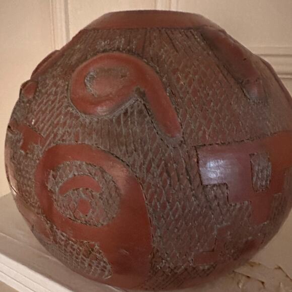 Terracotta Art Pottery Primitive Vase Handmade Collectible Native bull red rust - Picture 10 of 12